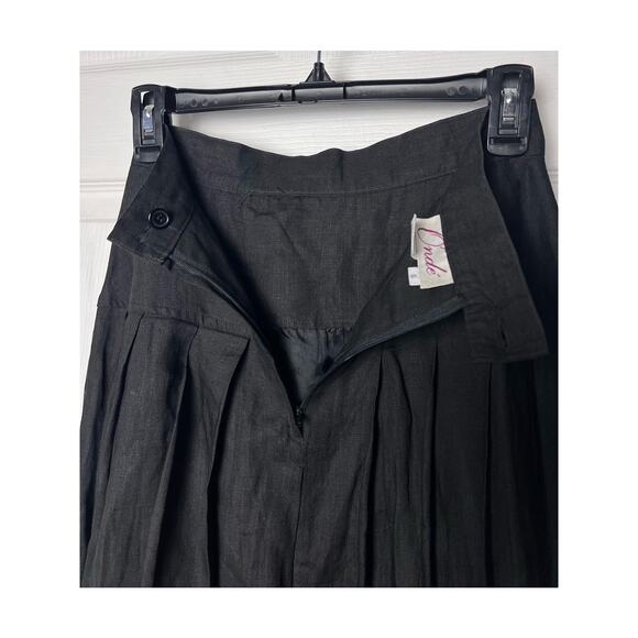 Onde Skirt 100% Linen Pleated Lined Black Flowy Skirt Size 6 - Picture 12 of 15